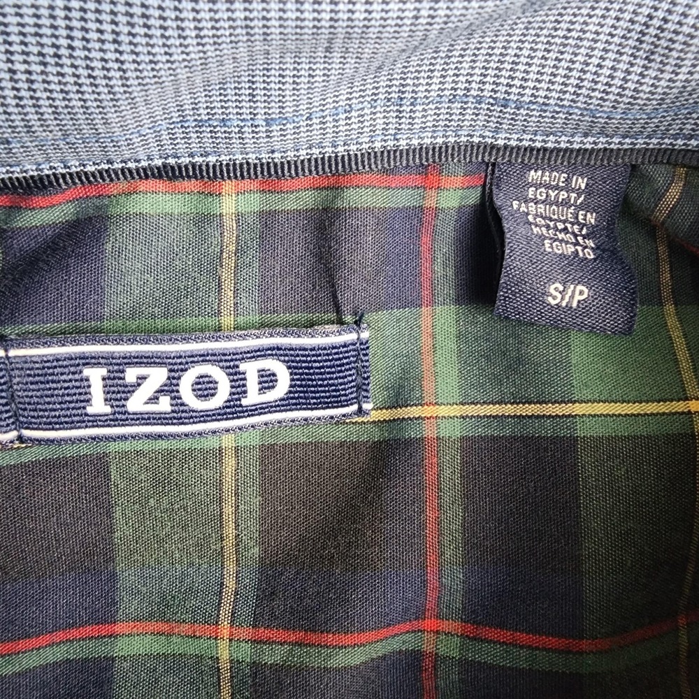 IZOD Shirt Mens Small Green Plaid Long Sleeve Button Down Holiday Stretch NWT - Picture 3 of 11